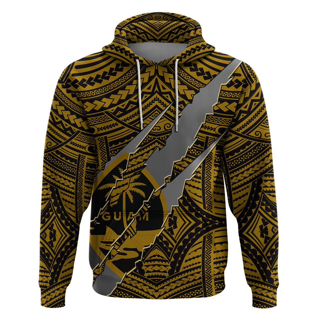 Polynesian Guam Hoodie with Coat Of Arms Claws Style - Gold LT6