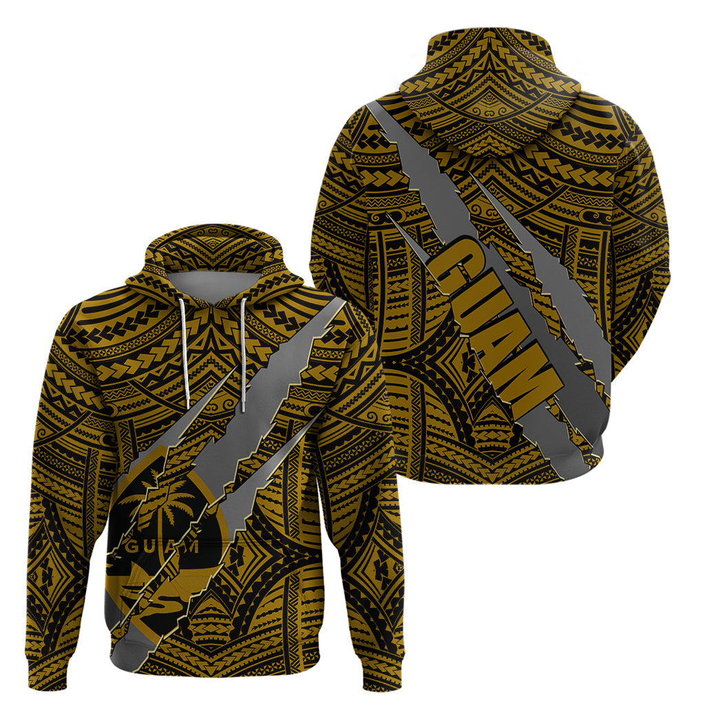 Polynesian Guam Hoodie with Coat Of Arms Claws Style - Gold LT6