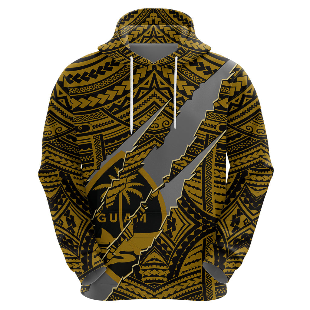 Polynesian Guam Hoodie with Coat Of Arms Claws Style - Gold LT6
