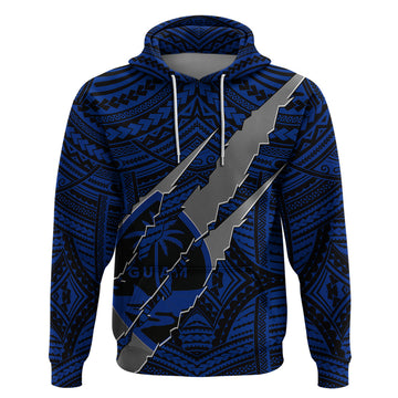 Polynesian Guam Hoodie with Coat Of Arms Claws Style - Blue LT6