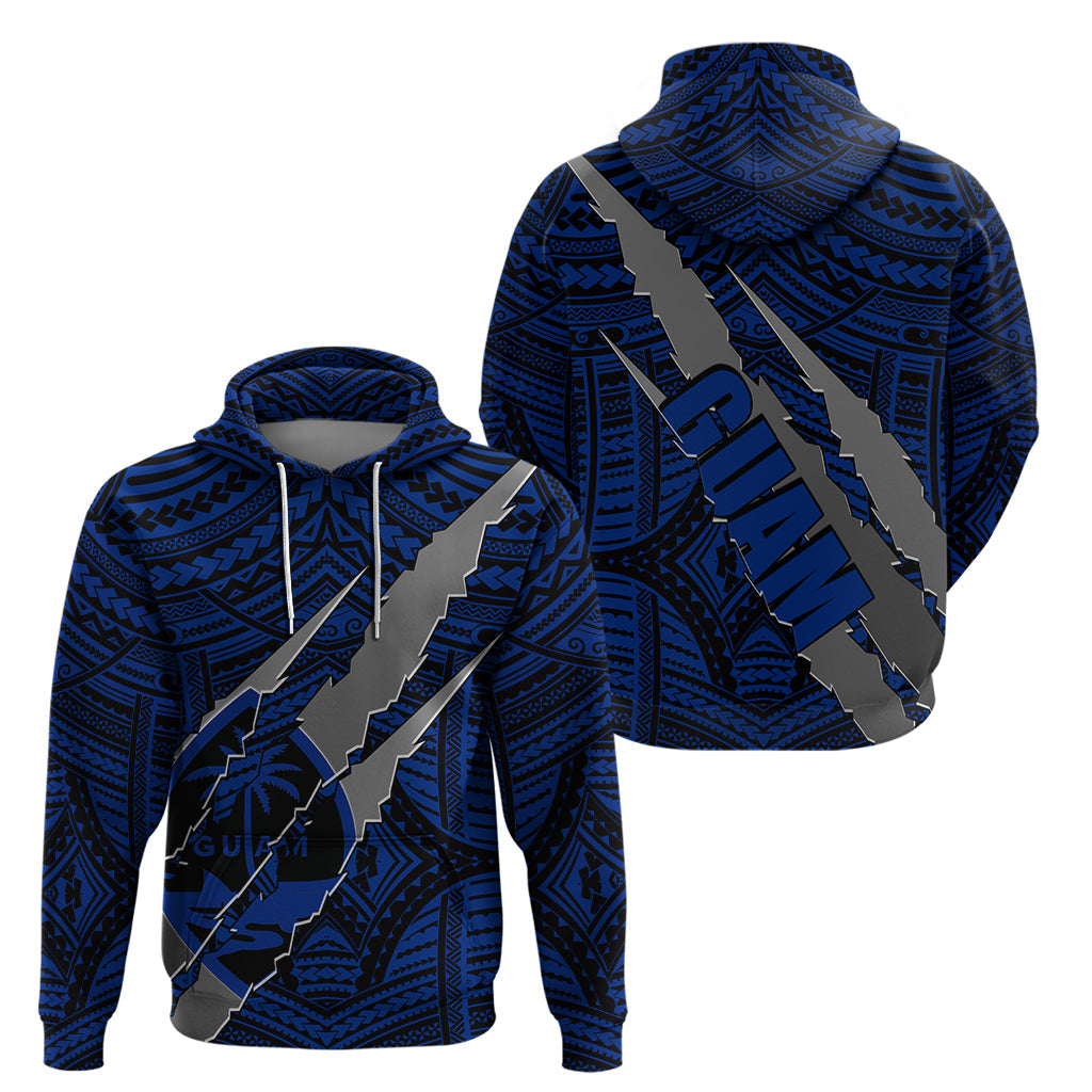 Polynesian Guam Hoodie with Coat Of Arms Claws Style - Blue LT6