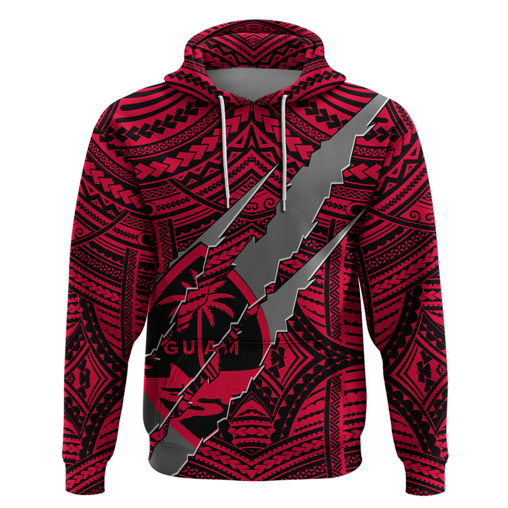 Polynesian Guam Hoodie with Coat Of Arms Claws Style - Red LT6