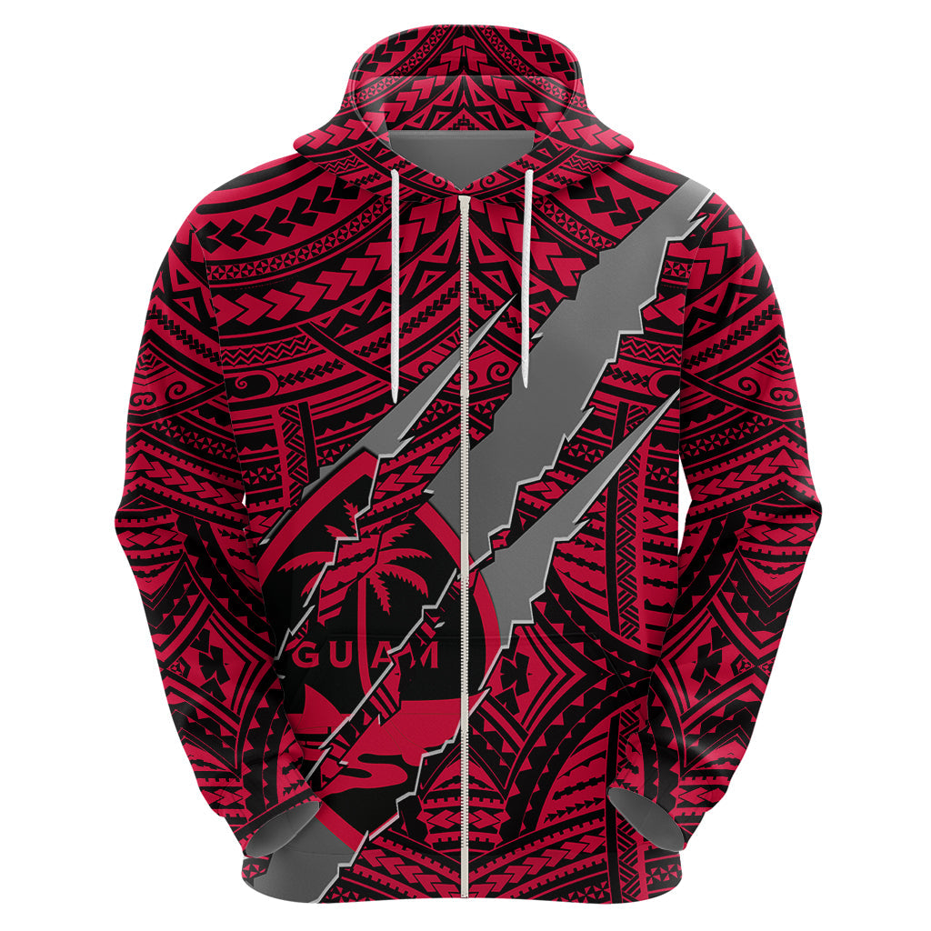 Polynesian Guam Hoodie with Coat Of Arms Claws Style - Red LT6
