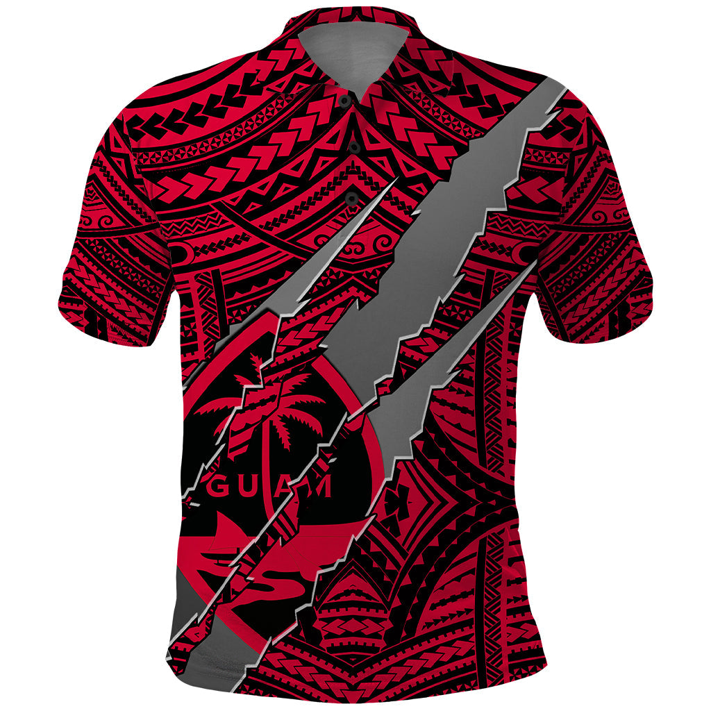 Polynesian Guam Polo Shirt with Coat Of Arms Claws Style - Red LT6