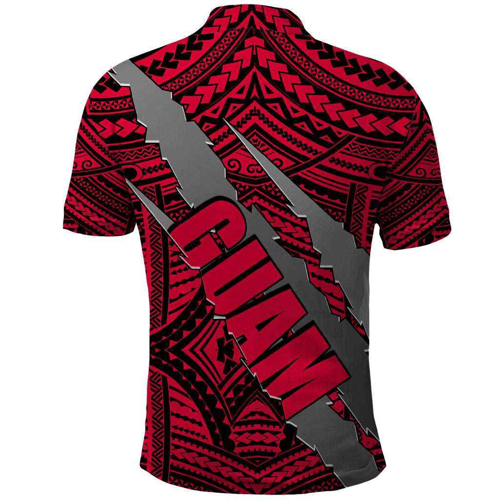 Polynesian Guam Polo Shirt with Coat Of Arms Claws Style - Red LT6