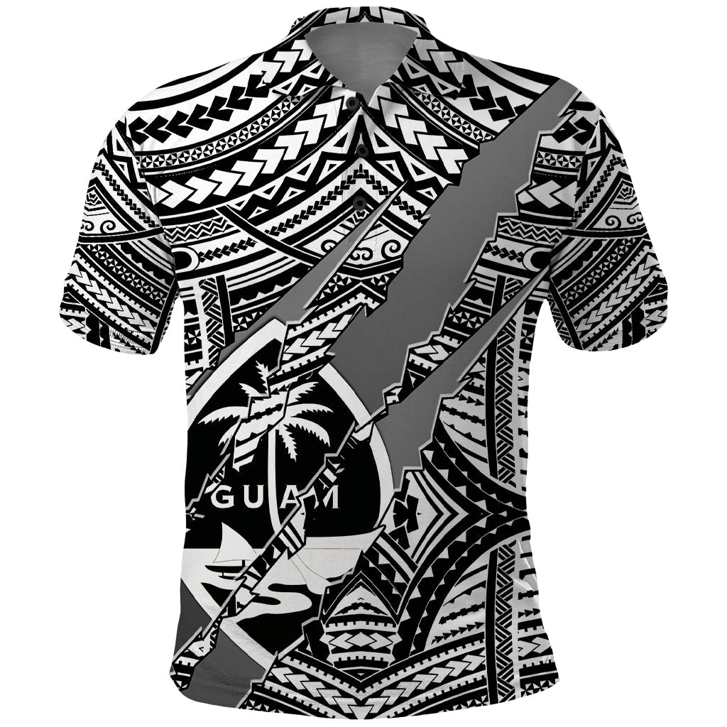 Polynesian Guam Polo Shirt with Coat Of Arms Claws Style - White LT6