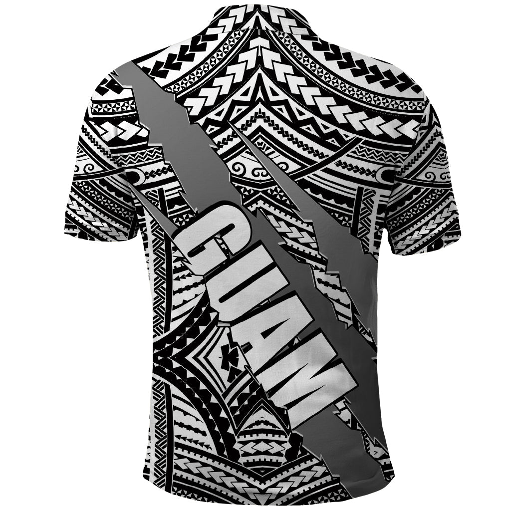 Polynesian Guam Polo Shirt with Coat Of Arms Claws Style - White LT6