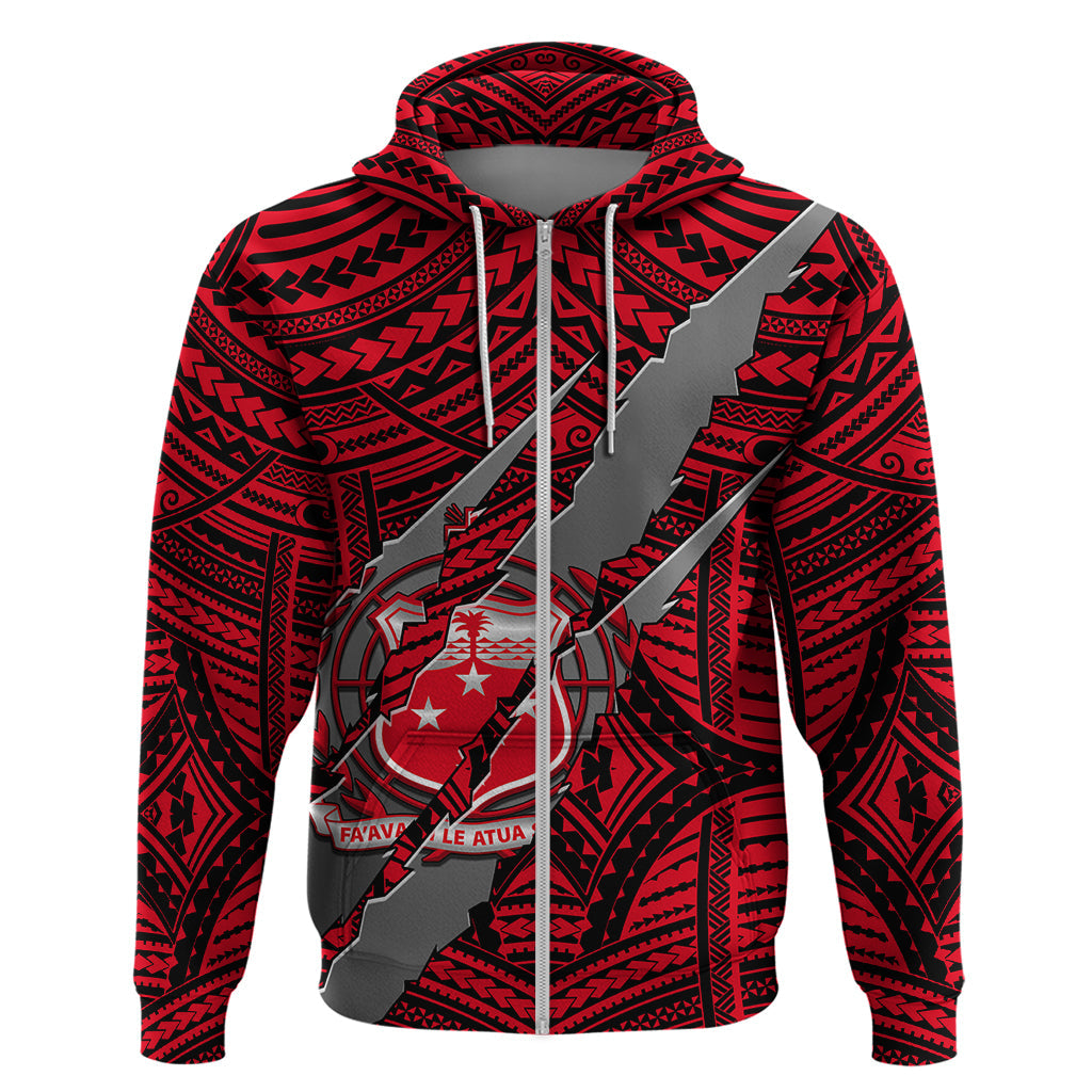 Polynesian Samoa Hoodie with Coat Of Arms Claws Style - Red LT6