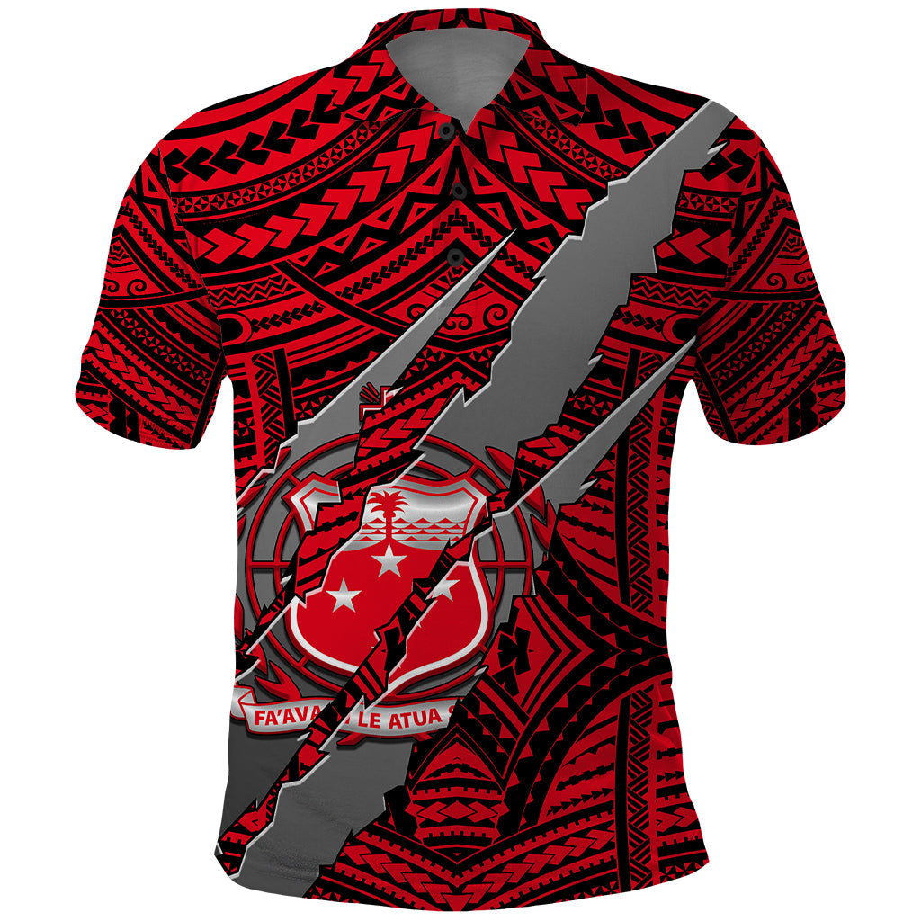 Polynesian Samoa Polo Shirt with Coat Of Arms Claws Style - Red LT6