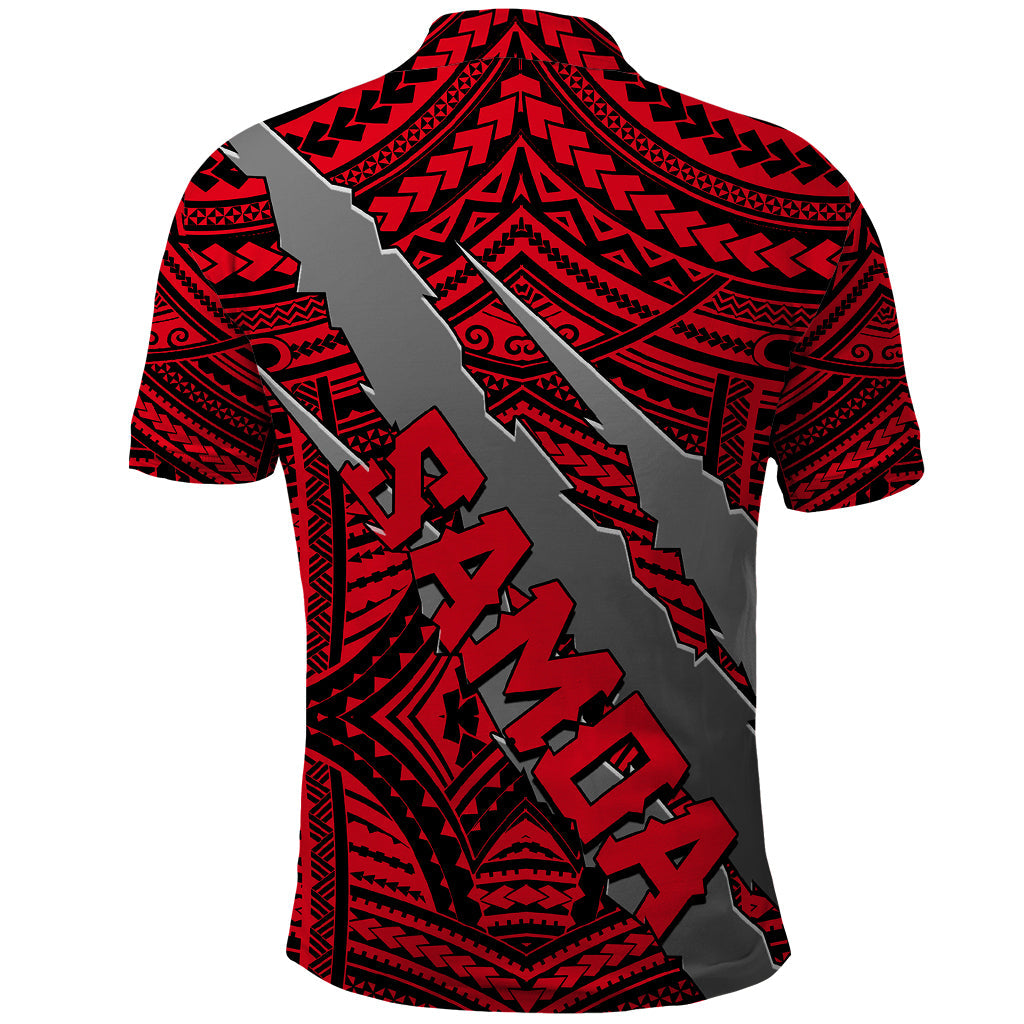 Polynesian Samoa Polo Shirt with Coat Of Arms Claws Style - Red LT6