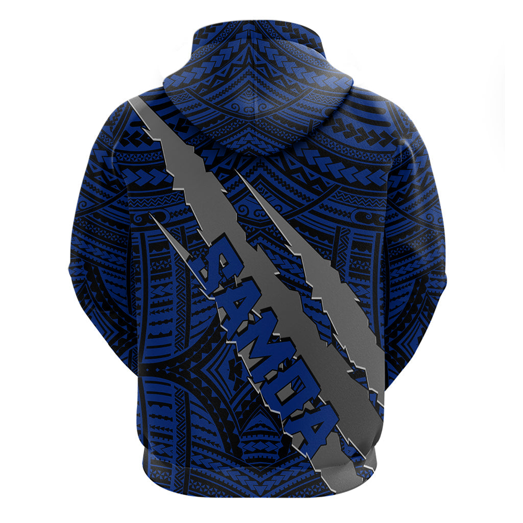 Polynesian Samoa Hoodie with Coat Of Arms Claws Style - Blue LT6