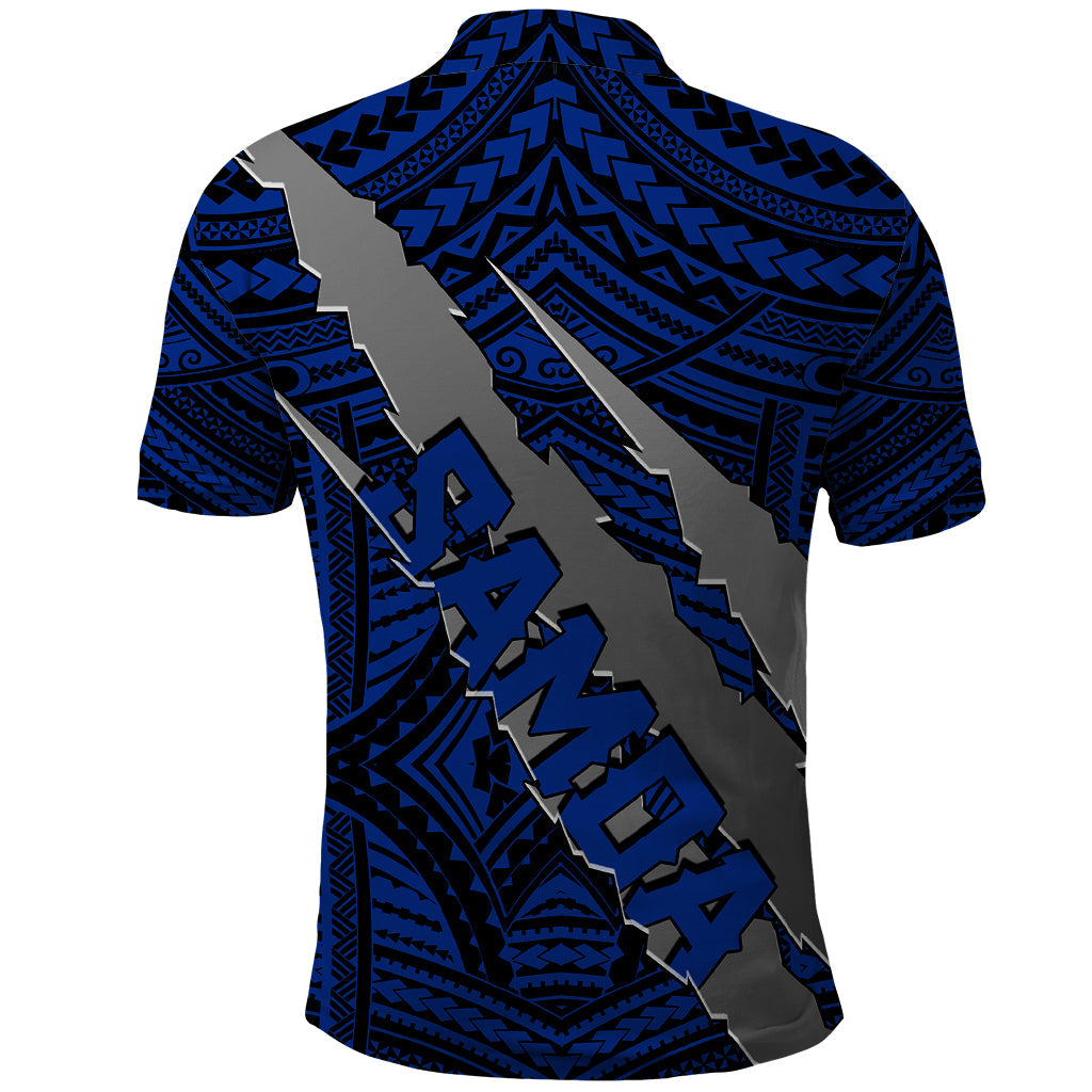 Polynesian Samoa Polo Shirt with Coat Of Arms Claws Style - Blue LT6