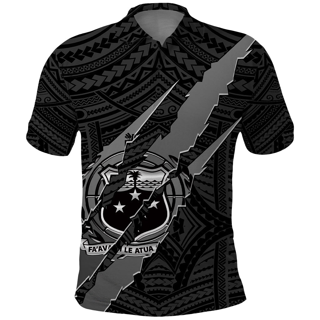 Polynesian Samoa Polo Shirt with Coat Of Arms Claws Style - Black LT6