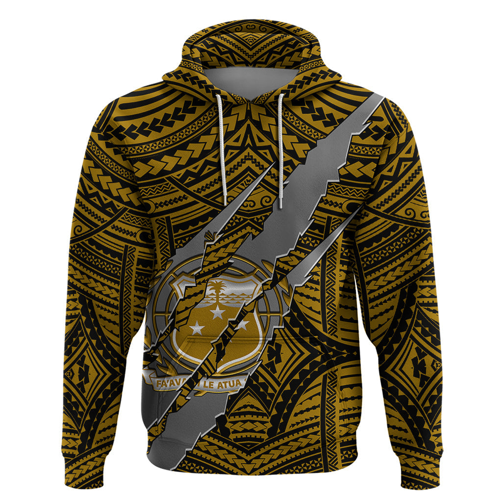 Polynesian Samoa Hoodie with Coat Of Arms Claws Style - Gold LT6