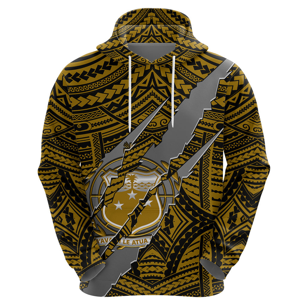 Polynesian Samoa Hoodie with Coat Of Arms Claws Style - Gold LT6