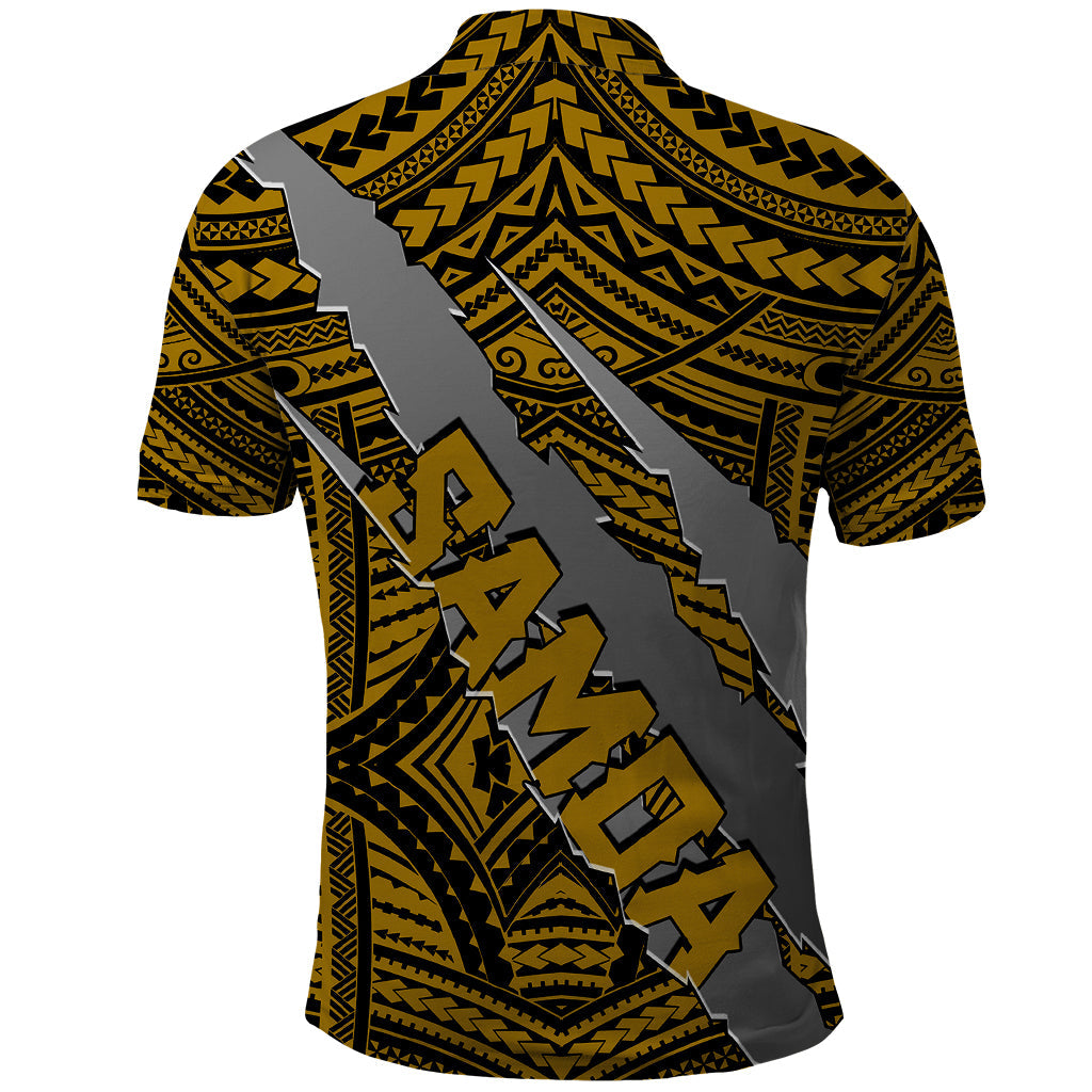 Polynesian Samoa Polo Shirt with Coat Of Arms Claws Style - Gold LT6