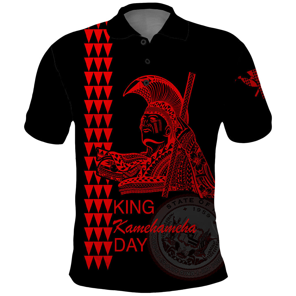 Custom Hawaii Polo Shirt King Kamehameha Day - Red LT6