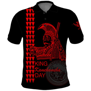 Custom Hawaii Polo Shirt King Kamehameha Day - Red LT6