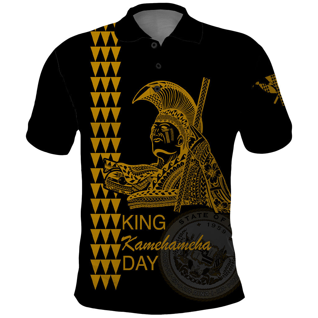 Custom Hawaii Polo Shirt King Kamehameha Day - Gold LT6