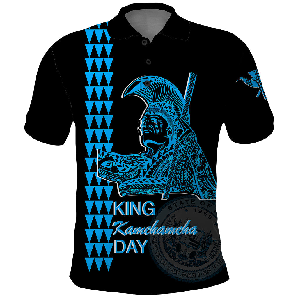 Custom Hawaii Polo Shirt King Kamehameha Day - Blue LT6