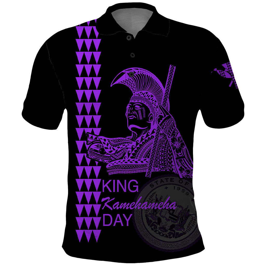Custom Hawaii Polo Shirt King Kamehameha Day - Purple LT6