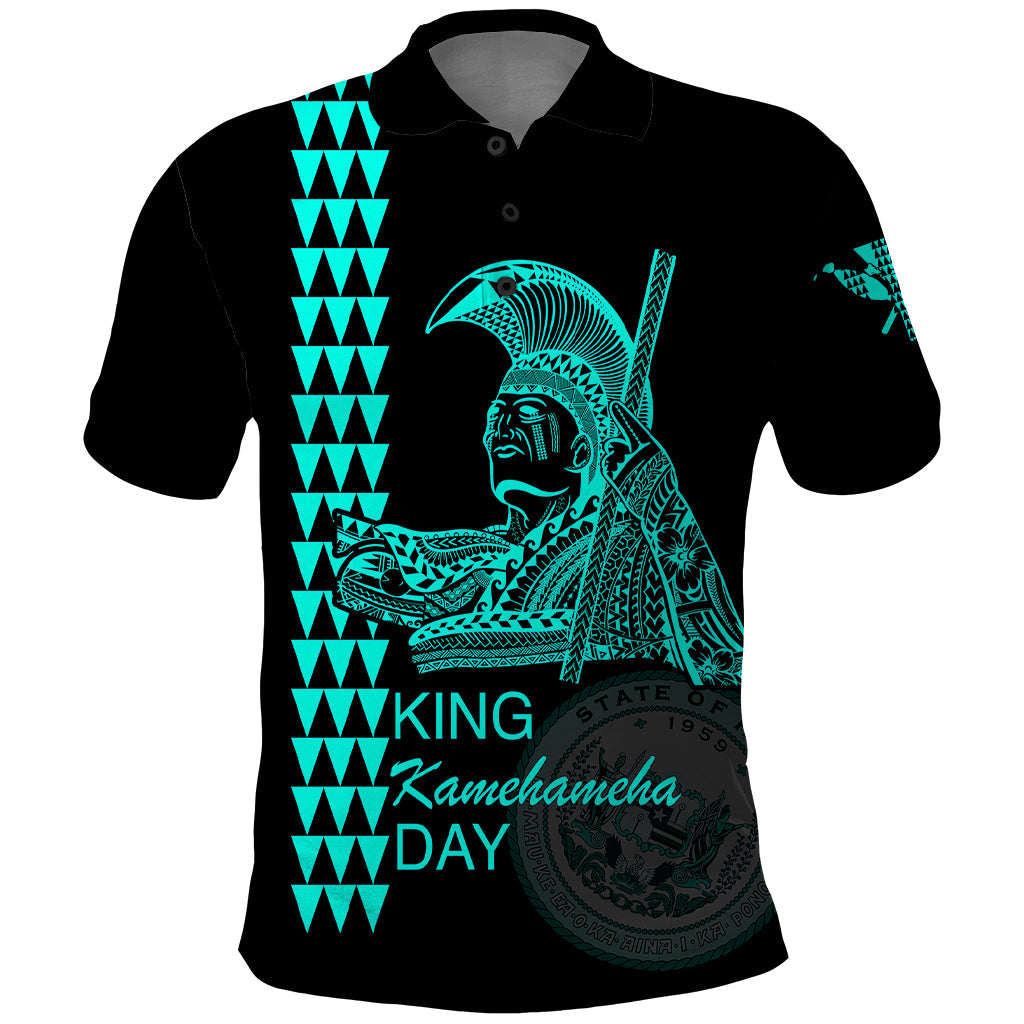 Custom Hawaii Polo Shirt King Kamehameha Day - Green LT6