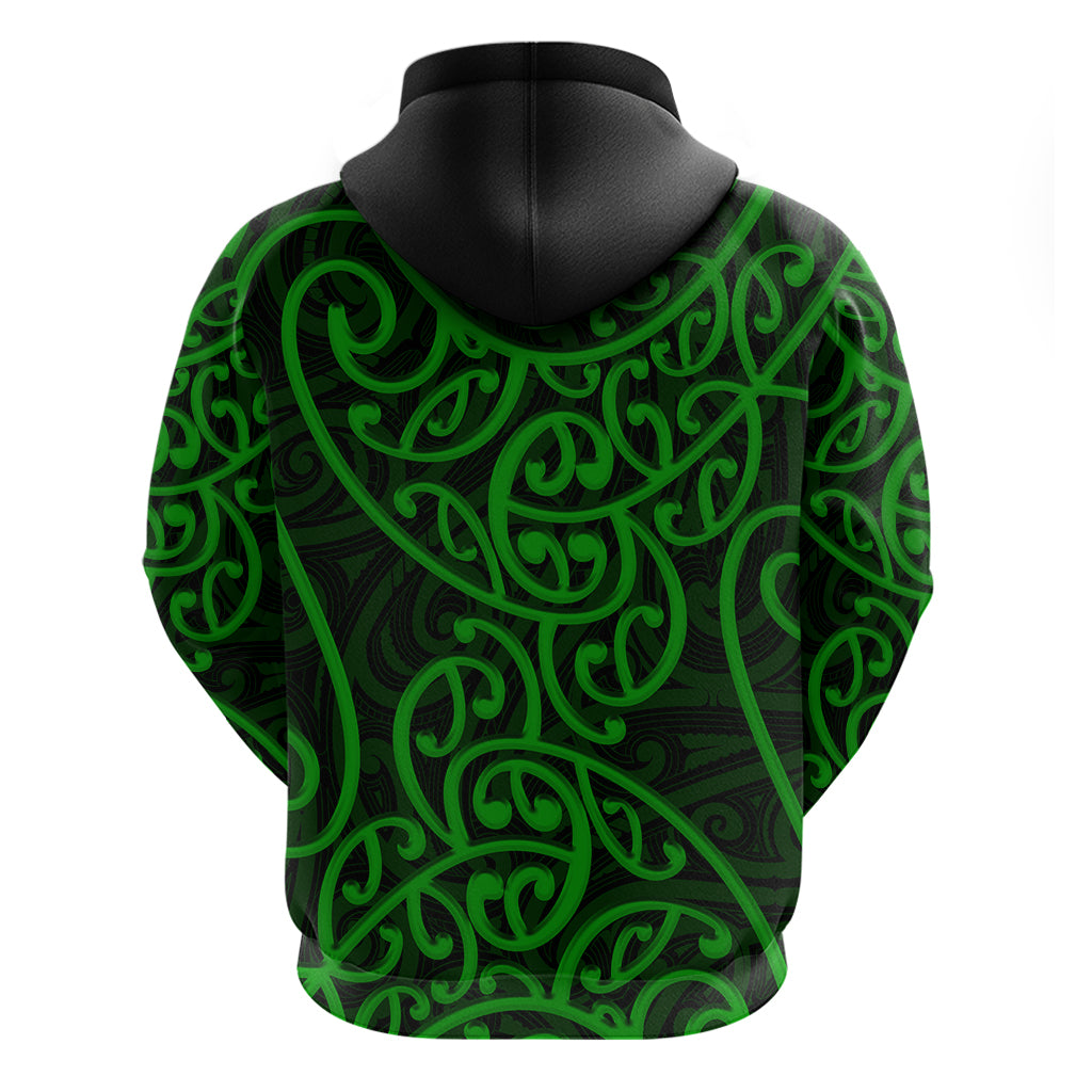 New Zealand Hoodie Maori Pattern Green LT6
