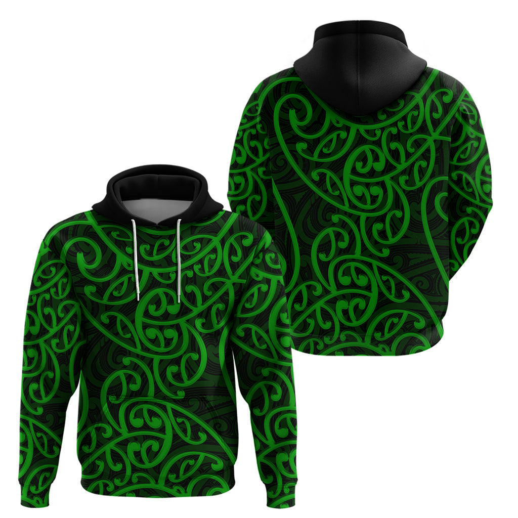New Zealand Hoodie Maori Pattern Green LT6