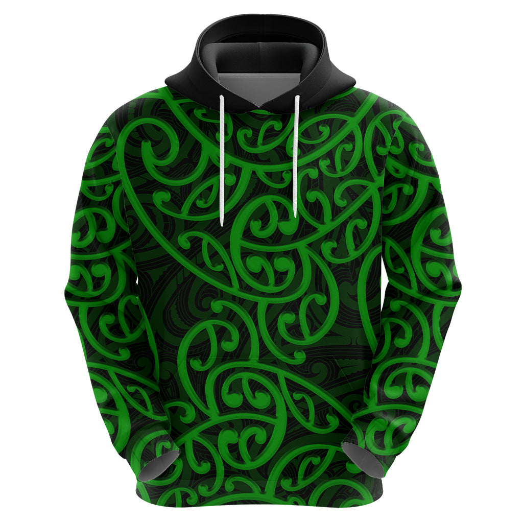 New Zealand Hoodie Maori Pattern Green LT6