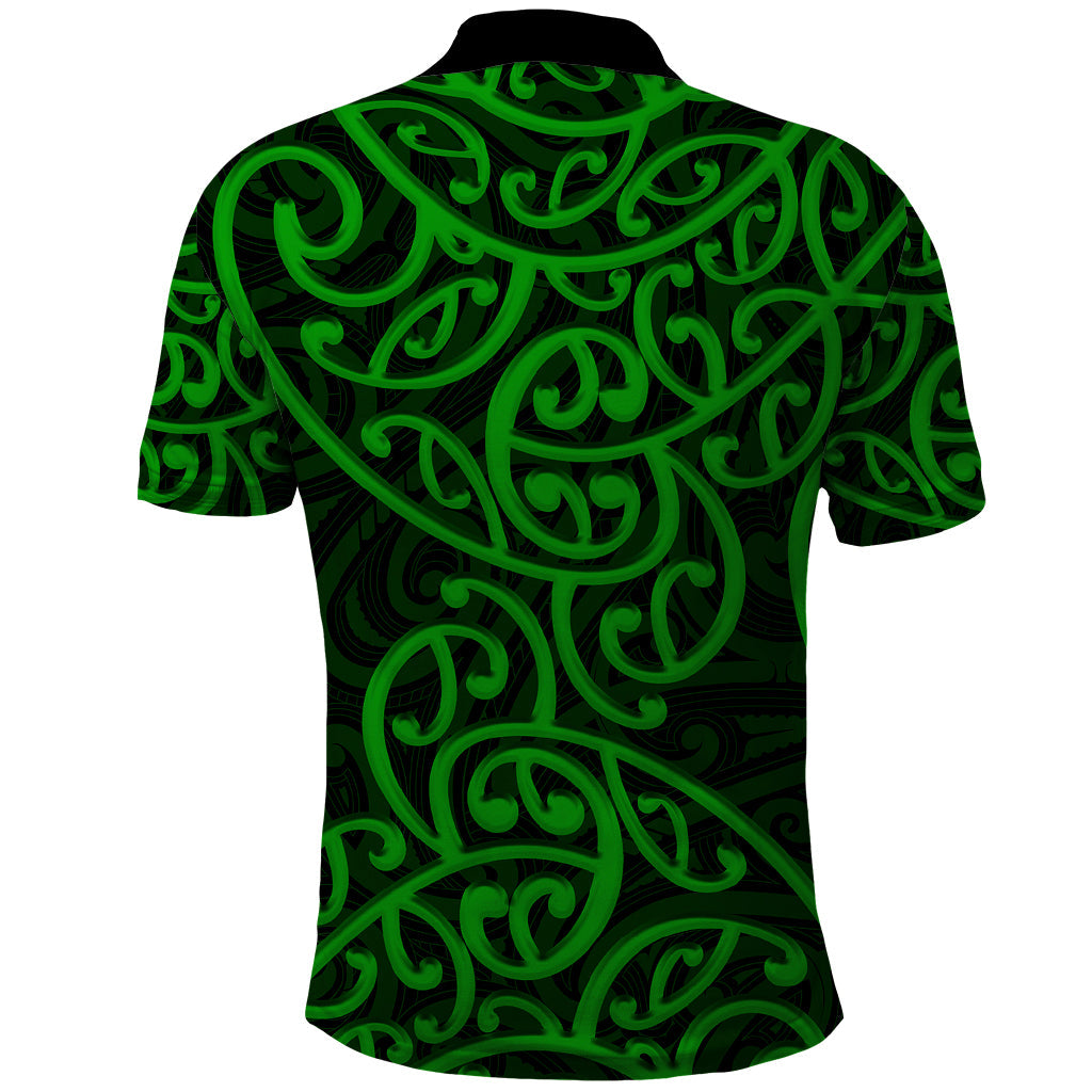 New Zealand Polo Shirt Maori Pattern Green LT6