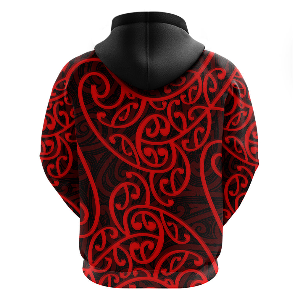 New Zealand Hoodie Maori Pattern Red LT6