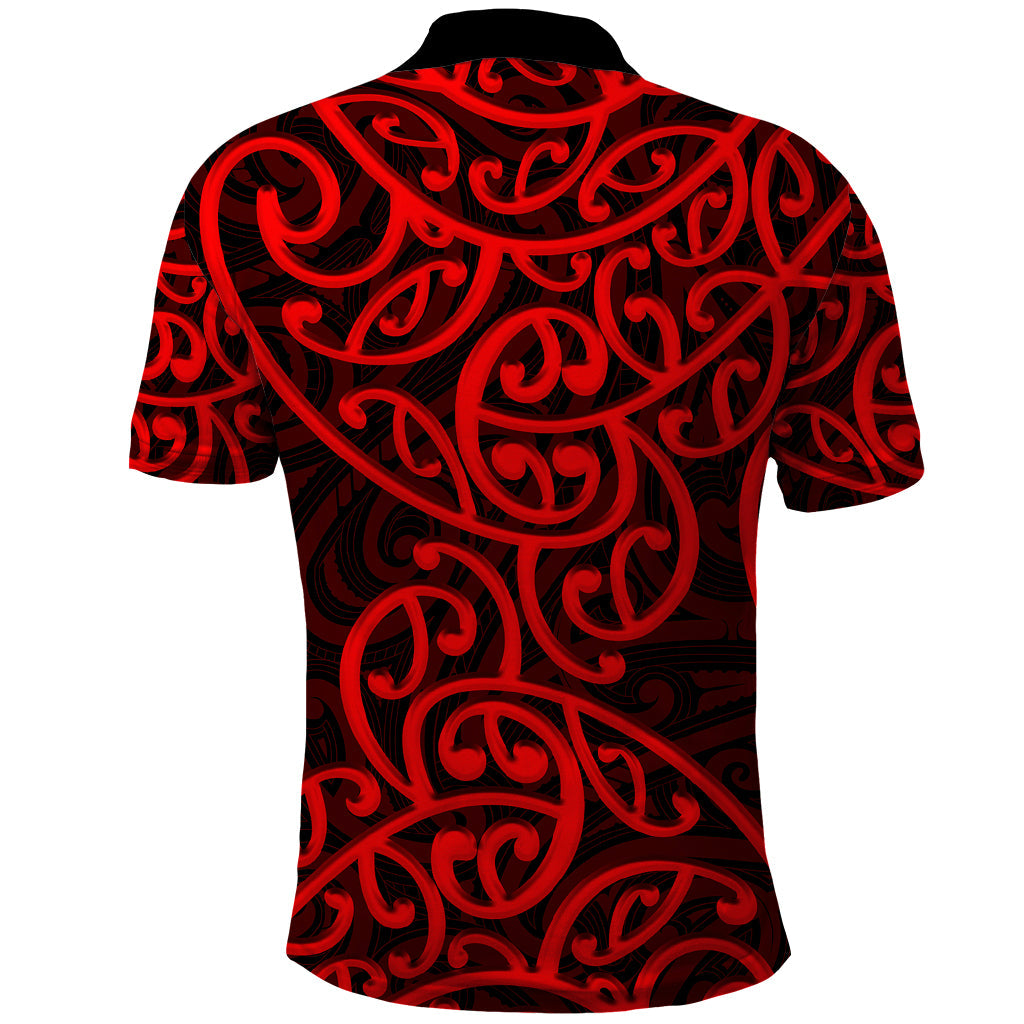 New Zealand Polo Shirt Maori Pattern Red LT6
