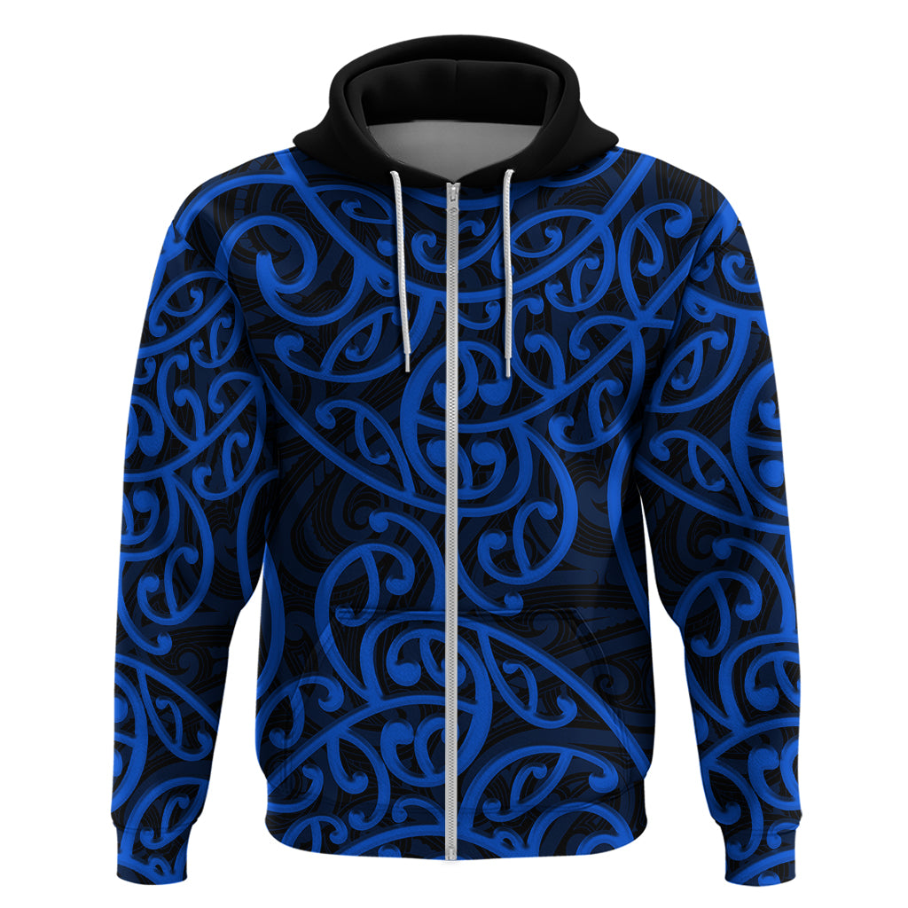 New Zealand Hoodie Maori Pattern Blue LT6