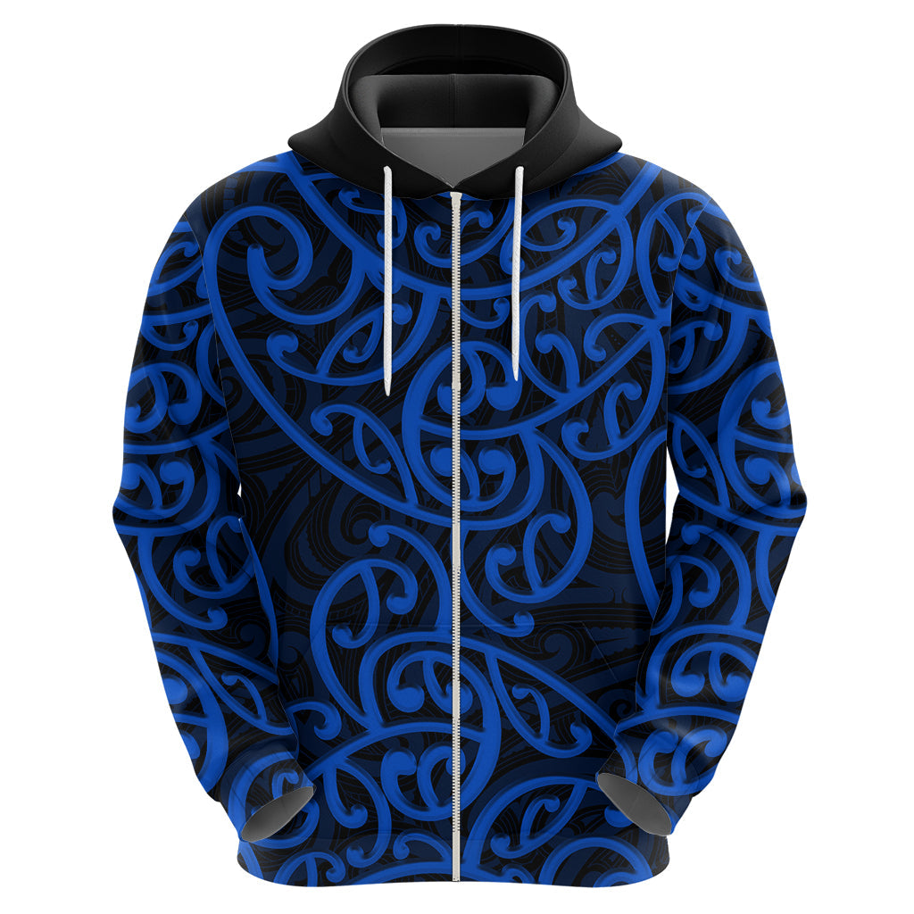 New Zealand Hoodie Maori Pattern Blue LT6