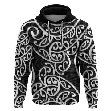 New Zealand Hoodie Maori Pattern White LT6
