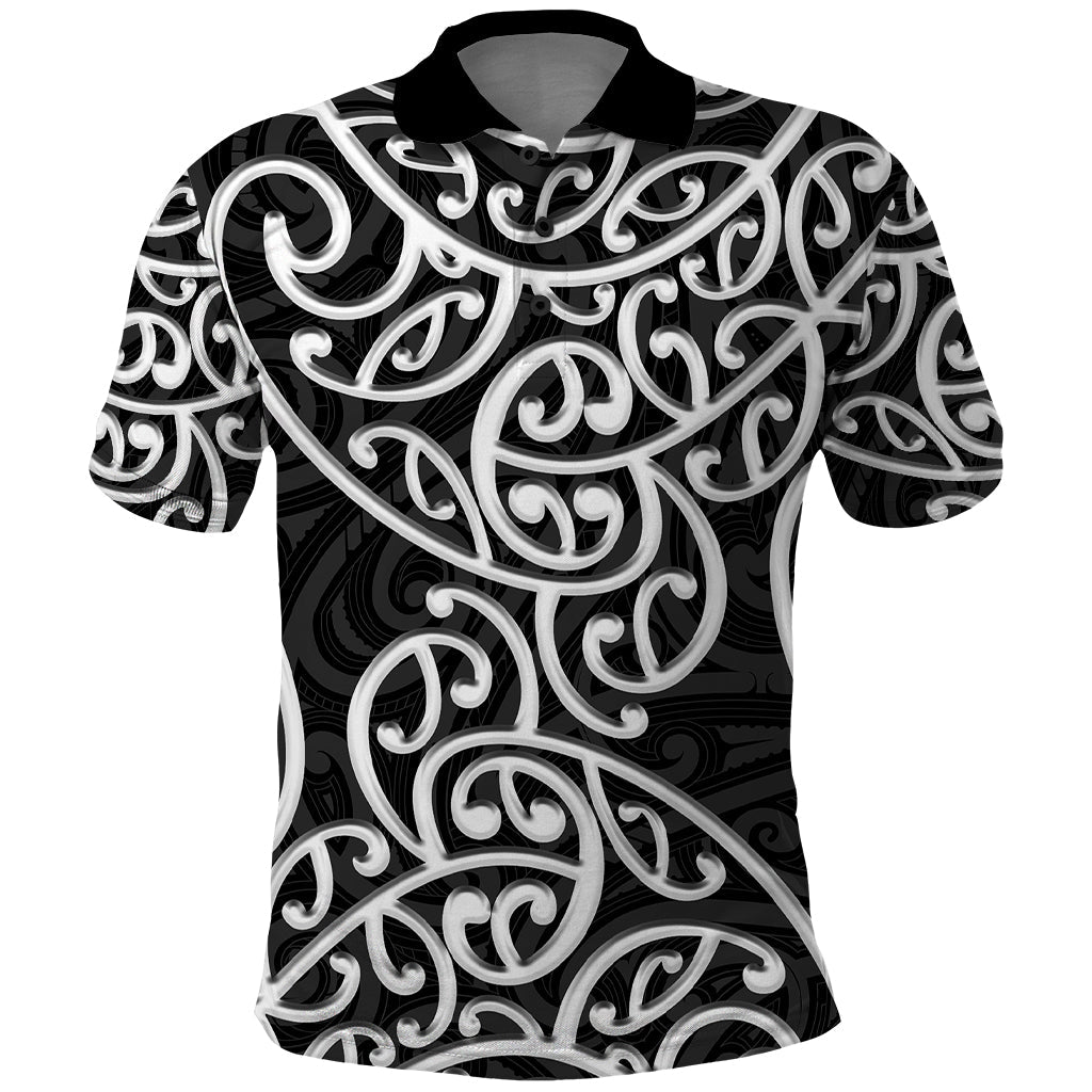 New Zealand Polo Shirt Maori Pattern White LT6