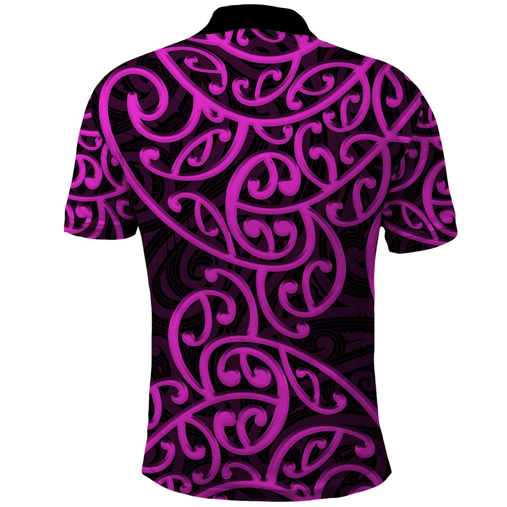 New Zealand Polo Shirt Maori Pattern Purple LT6