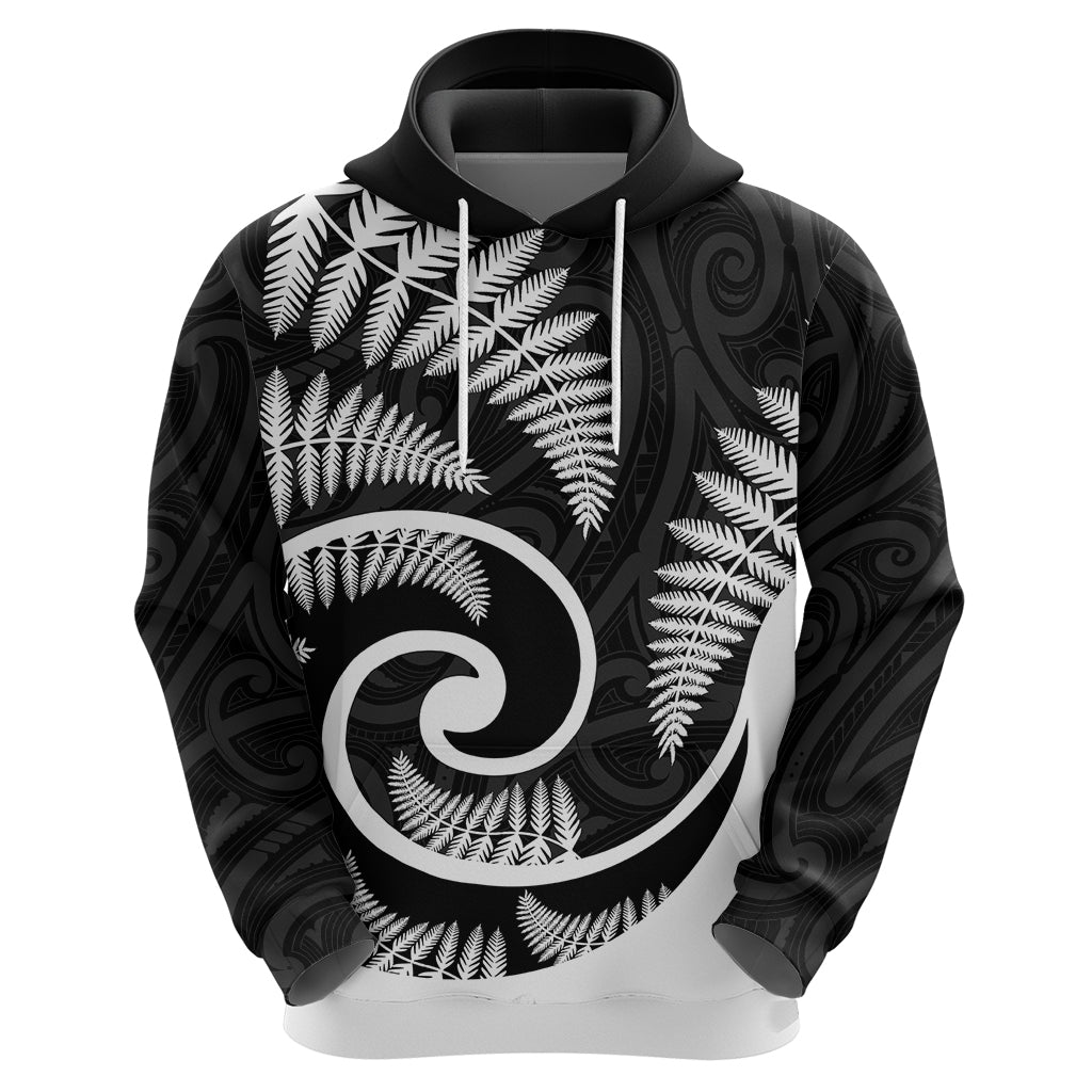 New Zealand Hoodie Maori With Silver Fern White LT6