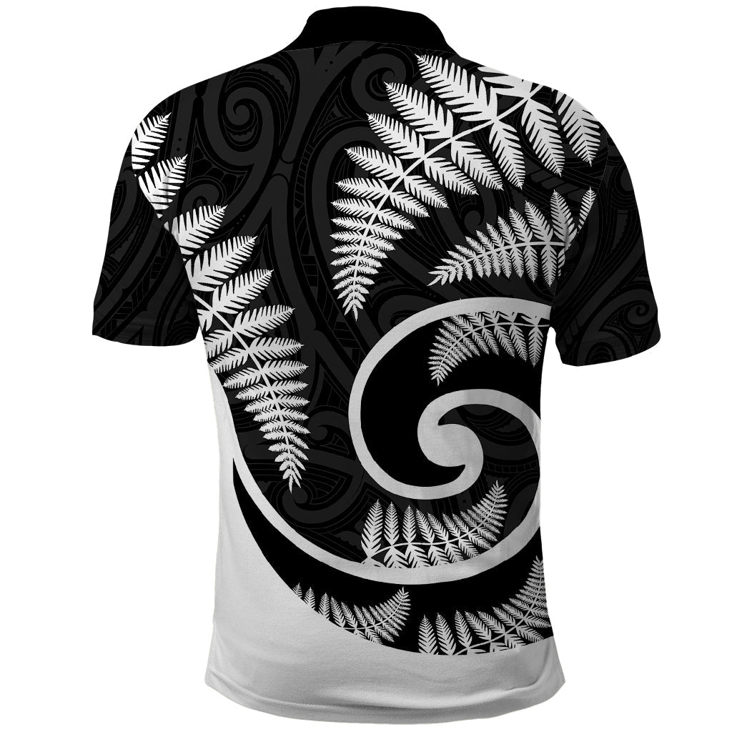New Zealand Polo Shirt Maori With Silver Fern White LT6