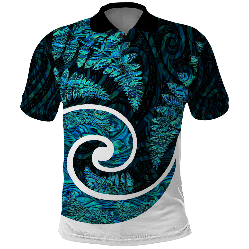 New Zealand Polo Shirt Maori With Silver Fern Papua Shell Green Ver.1 LT6