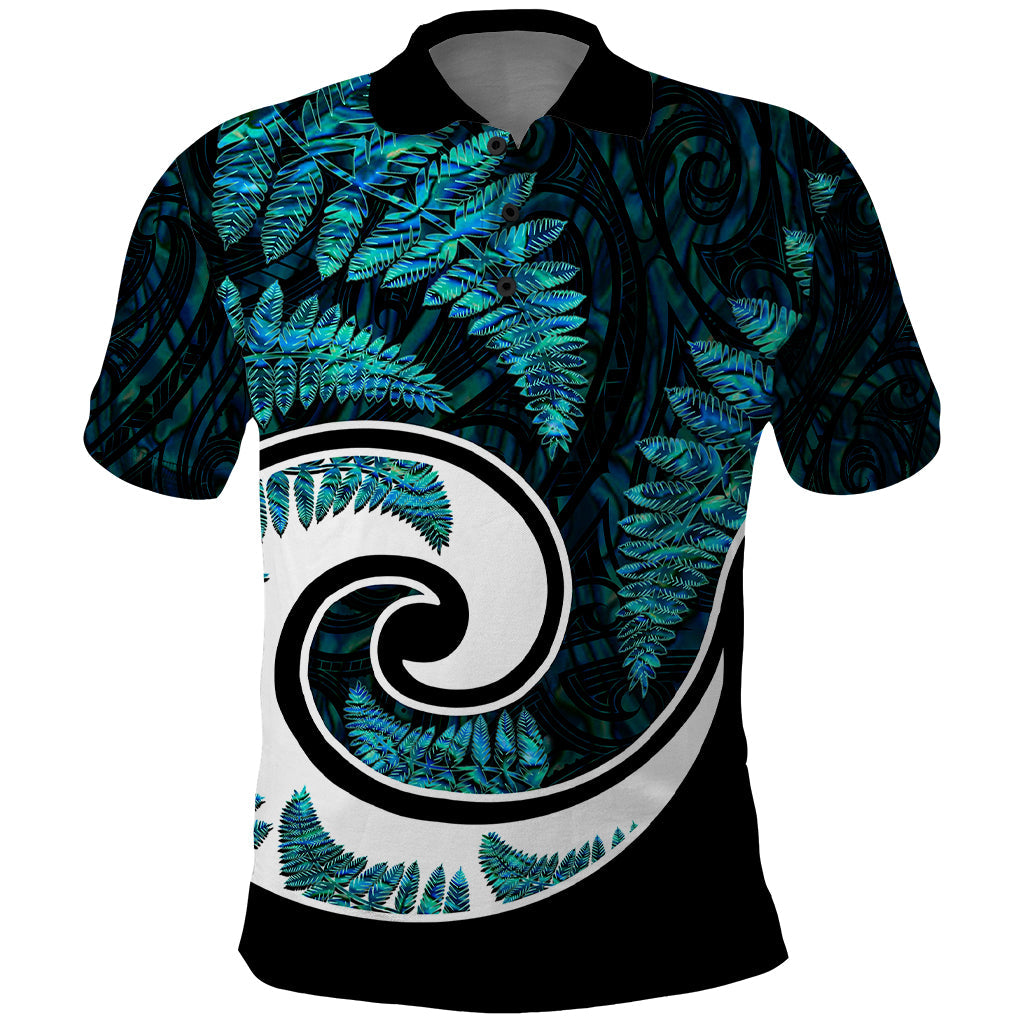 New Zealand Polo Shirt Maori With Silver Fern Papua Shell Green Ver.2 LT6