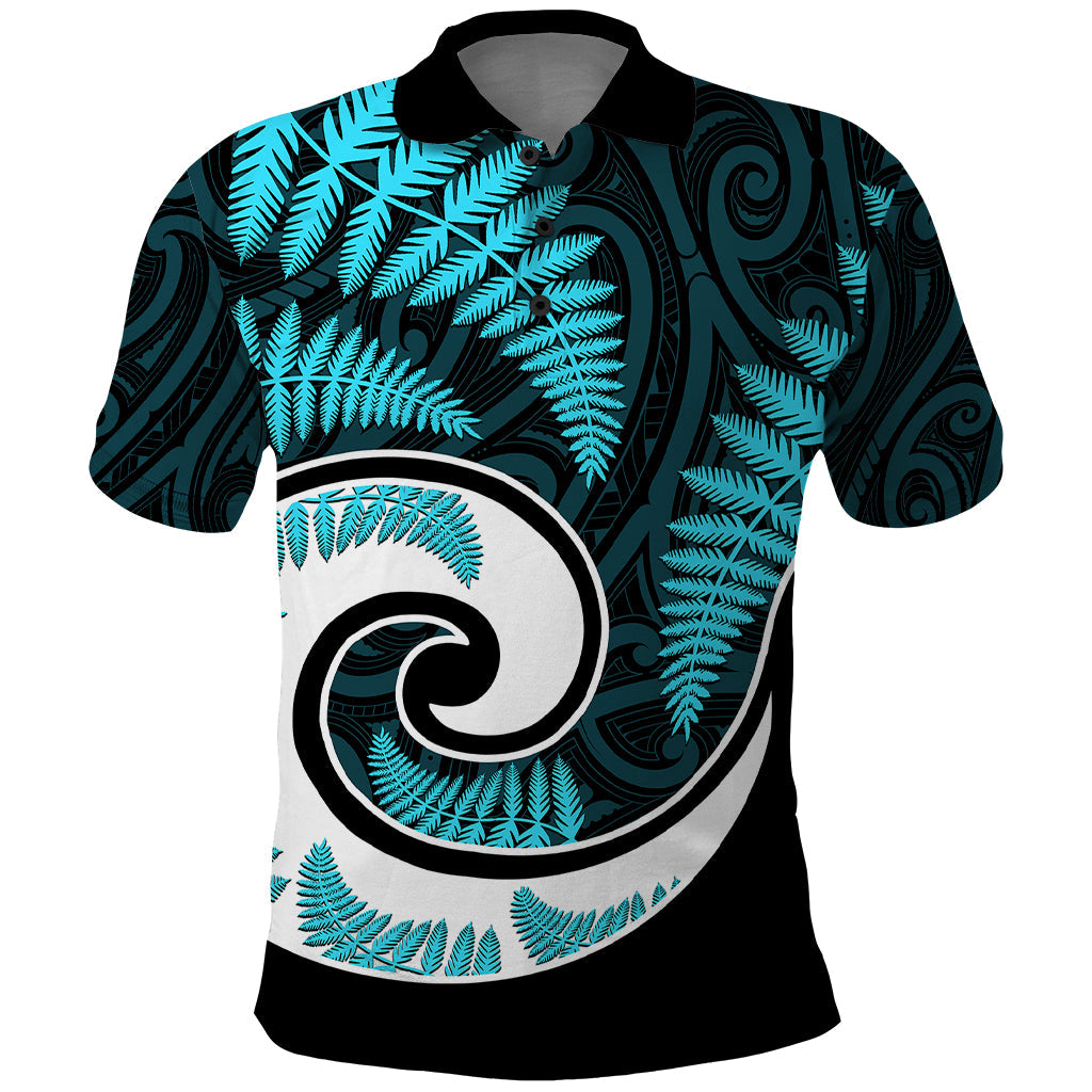 New Zealand Polo Shirt Maori With Silver Fern Light Blue LT6