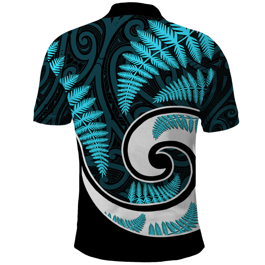 New Zealand Polo Shirt Maori With Silver Fern Light Blue LT6