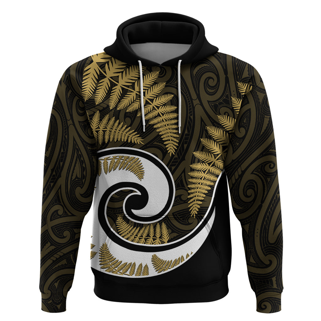 New Zealand Hoodie Maori With Silver Fern Gold LT6