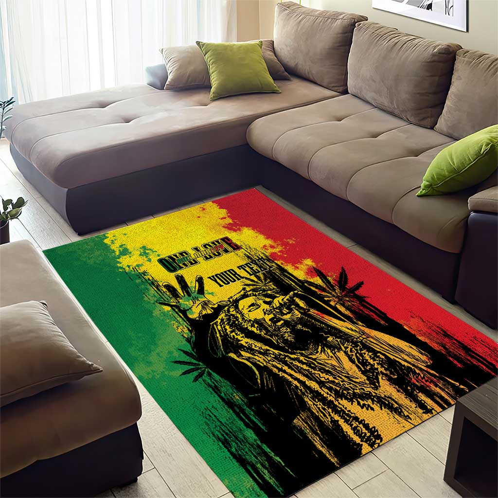 Legend Bob Personalized Area Rug Reggae Grunge LT7