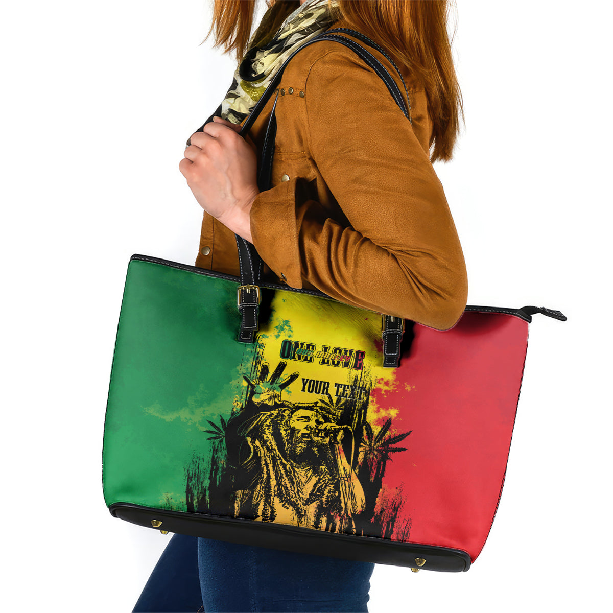 Legend Bob Personalized Leather Tote Bag Reggae Grunge LT7