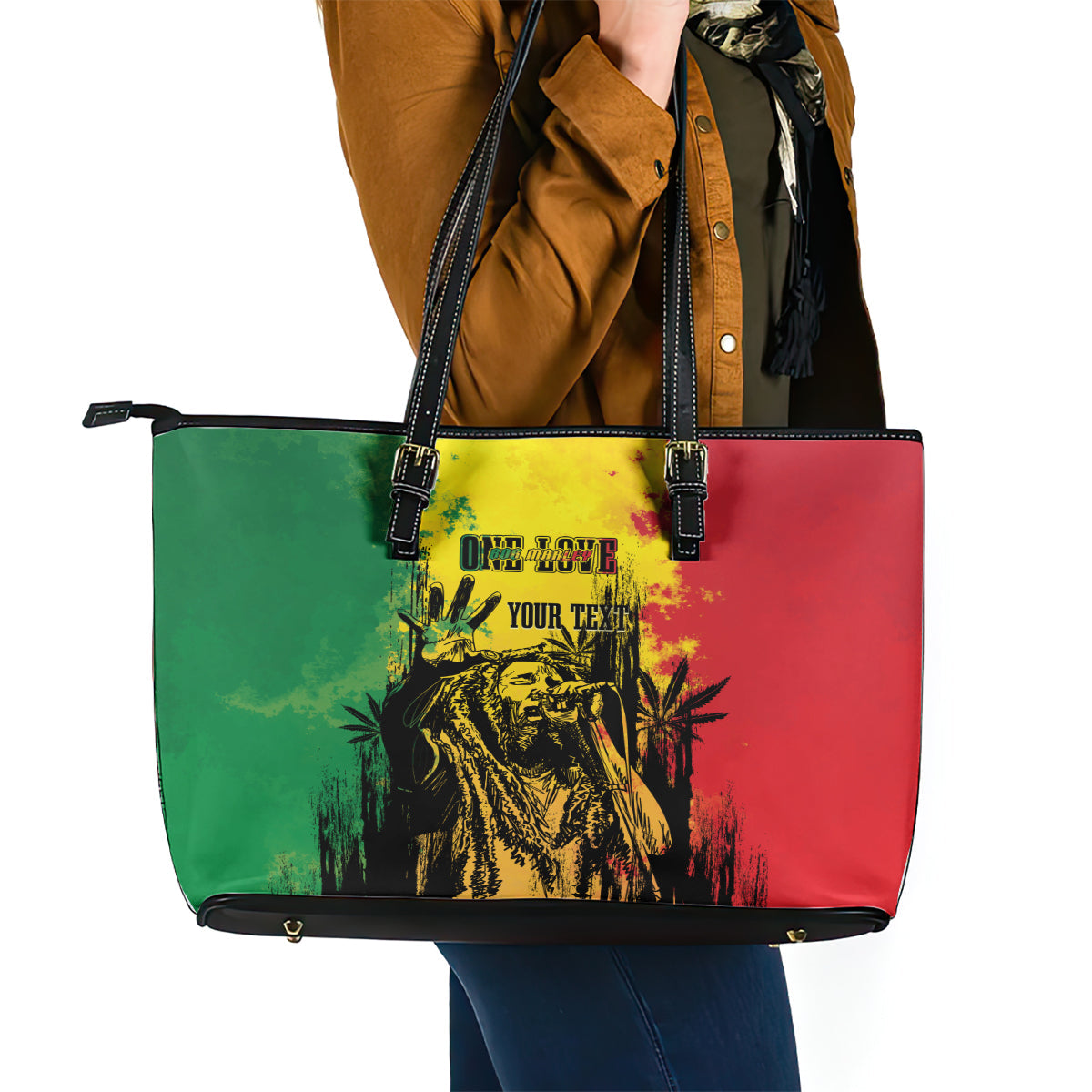 Legend Bob Personalized Leather Tote Bag Reggae Grunge LT7