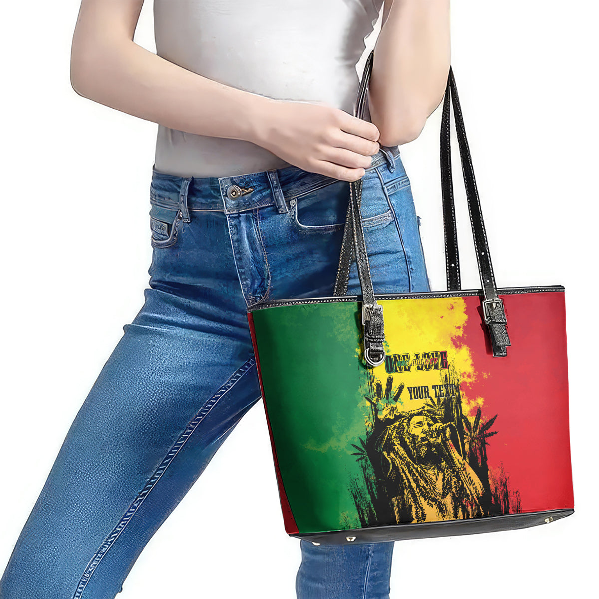 Legend Bob Personalized Leather Tote Bag Reggae Grunge LT7