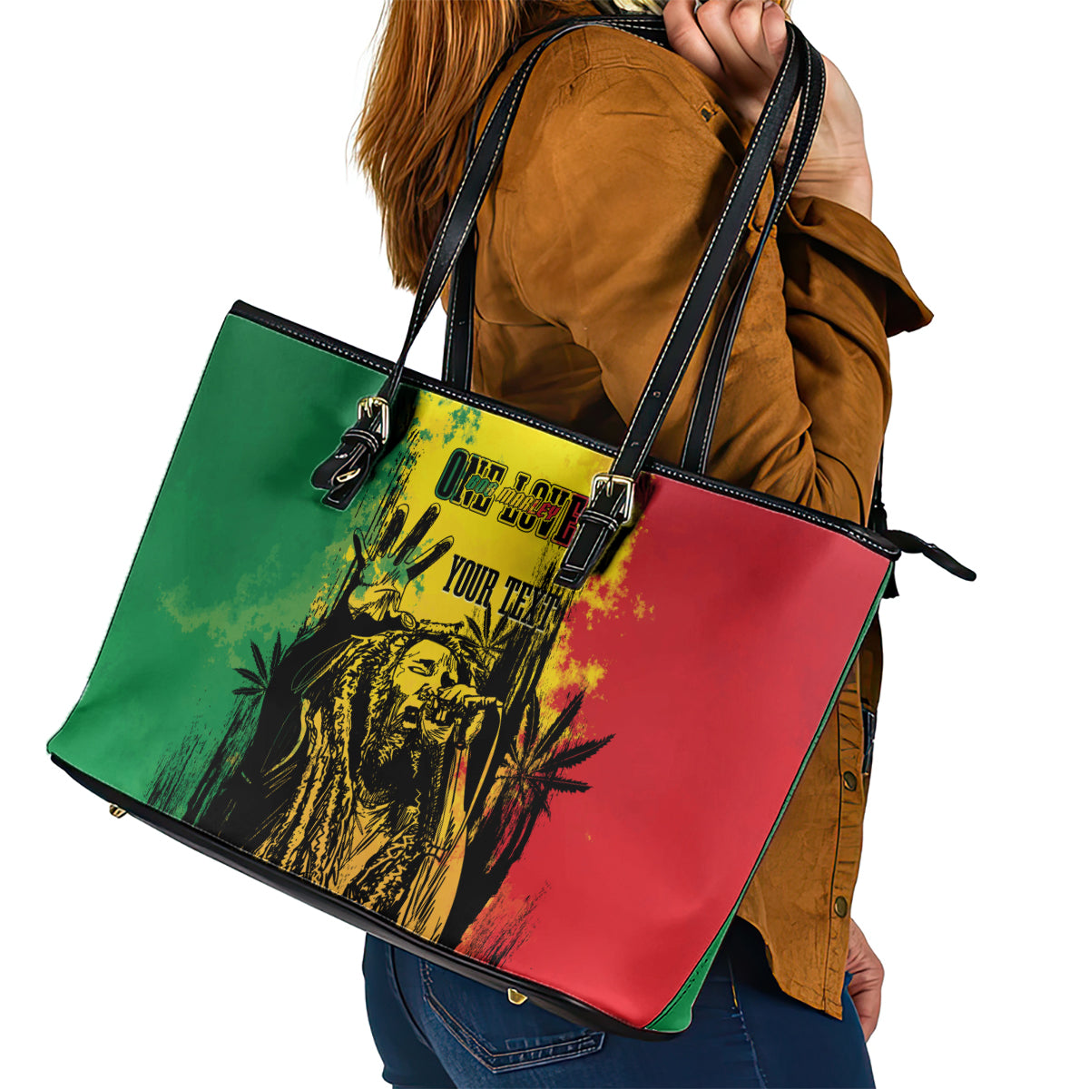 Legend Bob Personalized Leather Tote Bag Reggae Grunge LT7