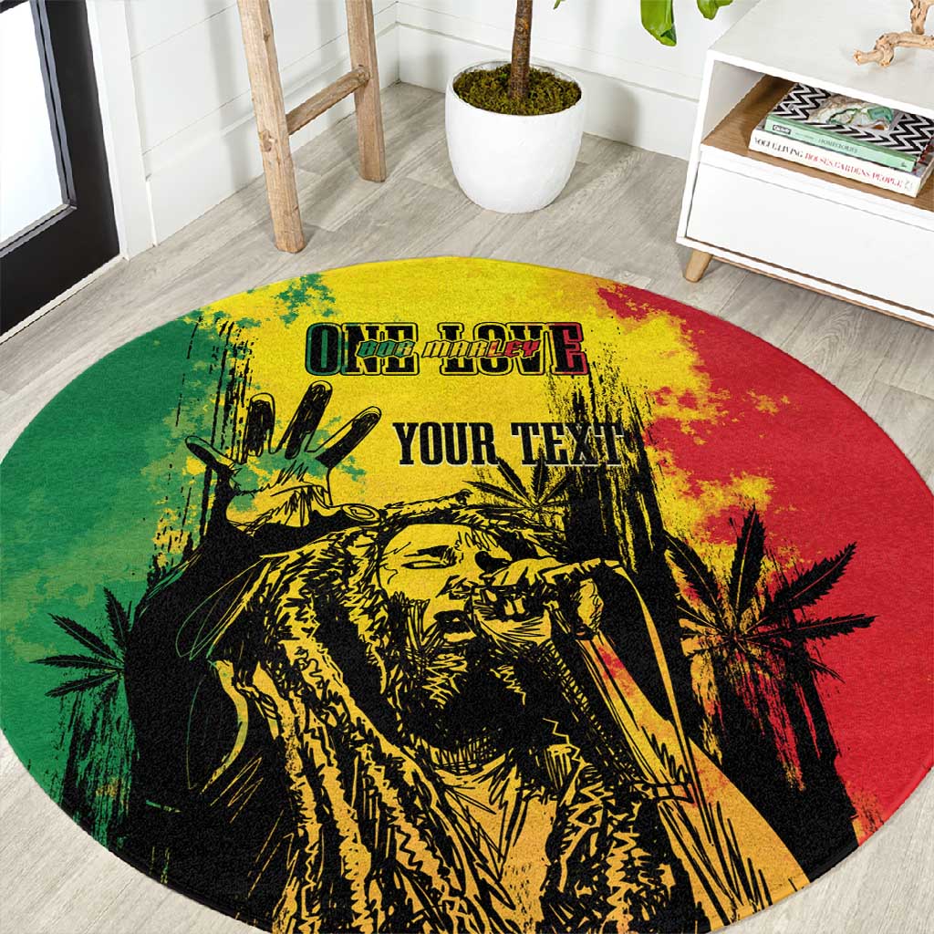 Legend Bob Personalized Round Carpet Reggae Grunge LT7